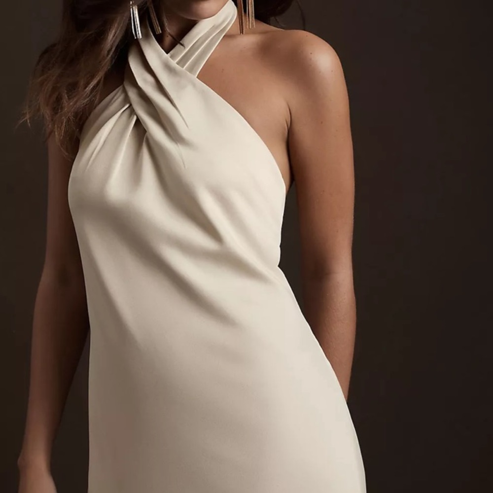 BHLDN Ruby Twist Halter Satin Gown (Perfect Condition)